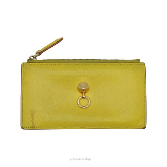 🔴 Fendi Zip Card Holder Wallet - Yellow Patchwork Leather - Picture 1 of 9